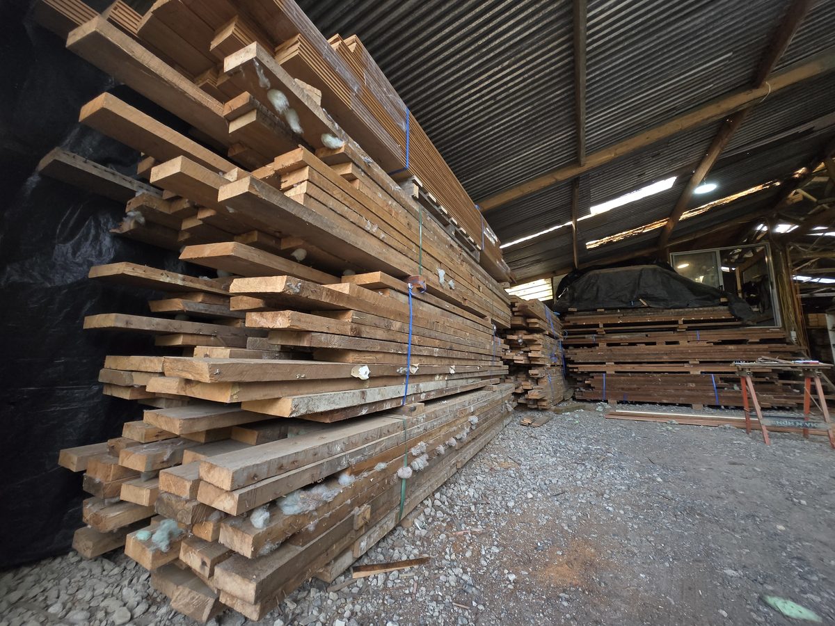 Stacked native timber boards